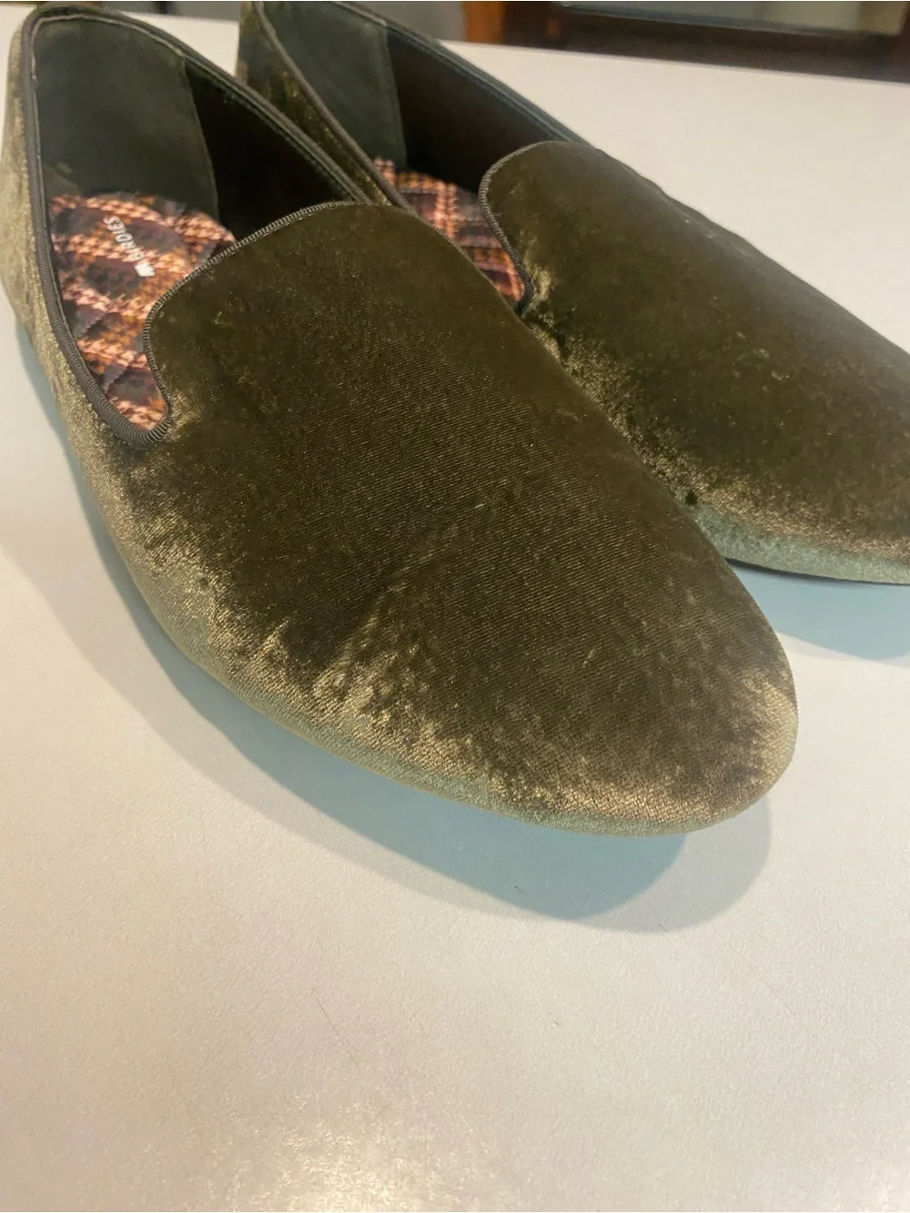 BIRDIES THE STARLING VELVET GREEN LOAFERS FLATS SMOKING SHOE SLIPPER SZ 12